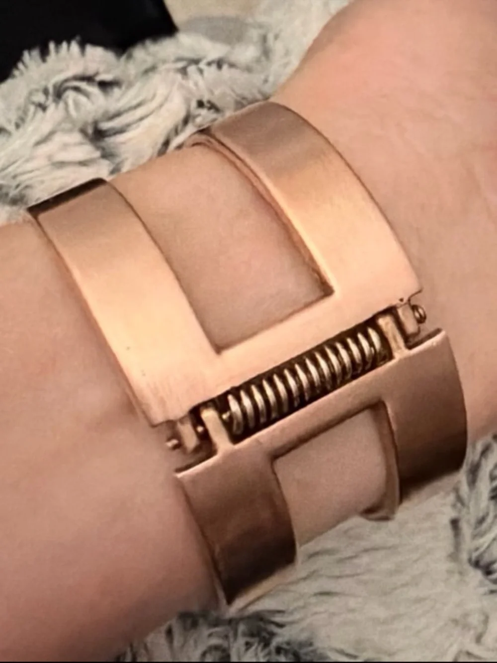 Vintage Copper Cuff bracelet metallic purple stone small-medium size EUC